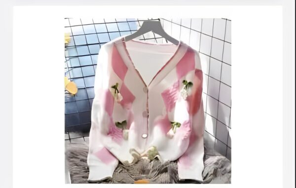 White & Baby Pink Cardigan